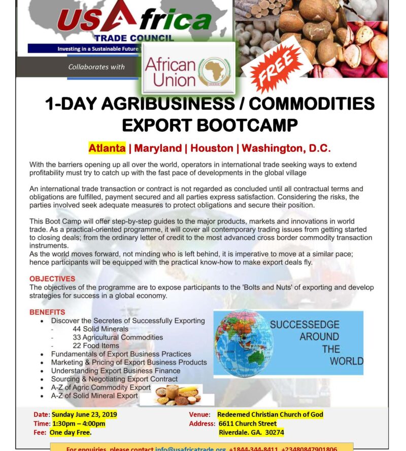 1-Day Agribusiness & Commodities Exports Boot Camp Atlanta
