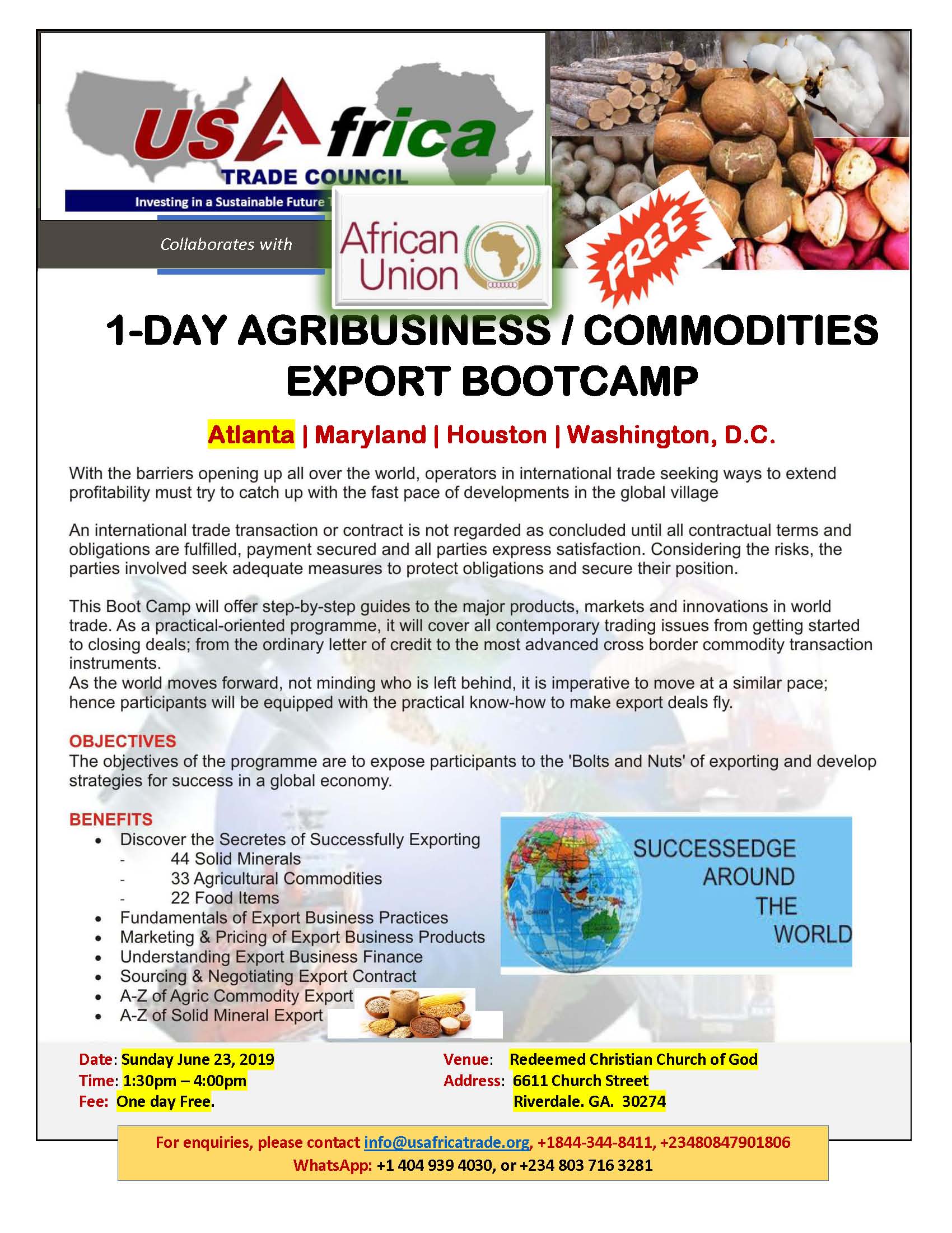 1-Day Agribusiness & Commodities Exports Boot Camp Atlanta
